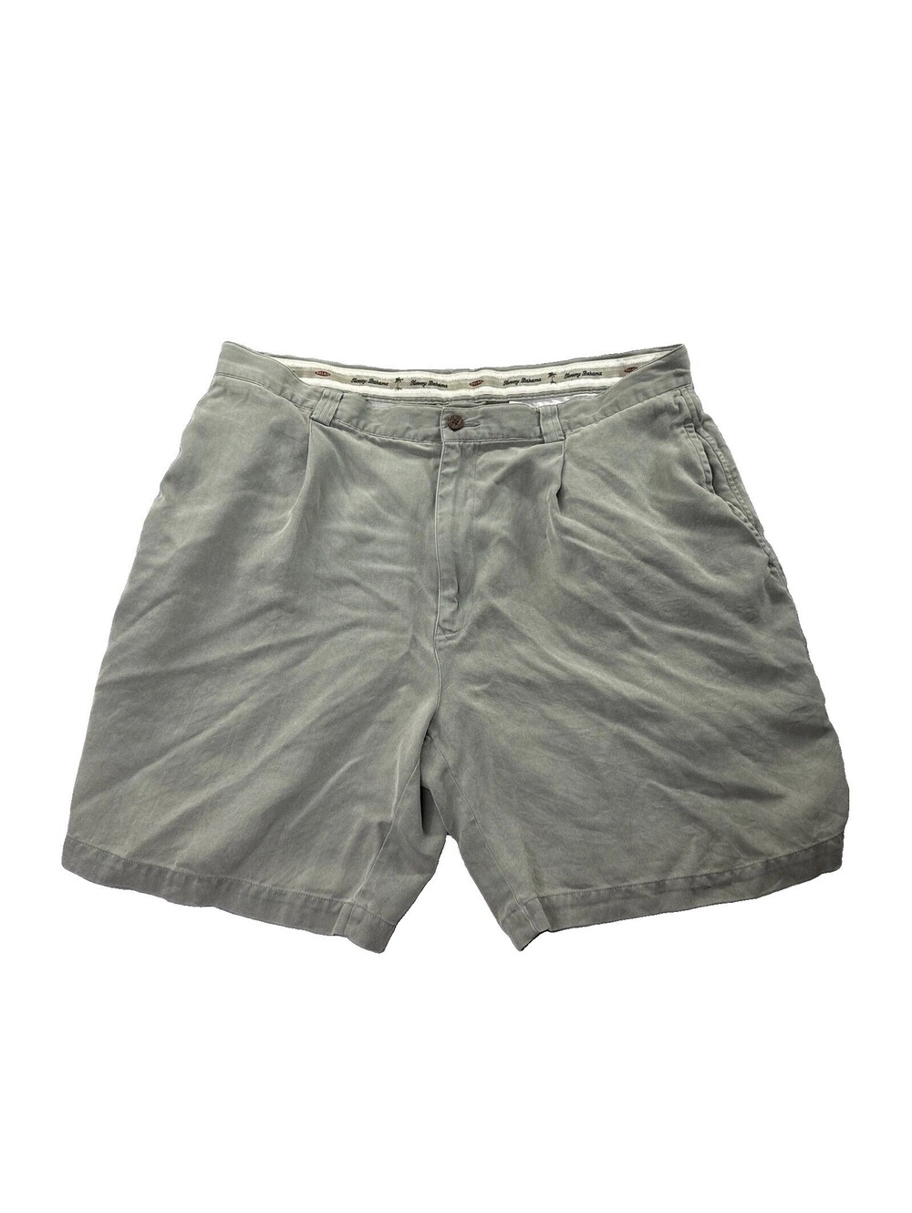 Tommy Bahama Silk Shorts 38 Green Mens Pleated Chino Used Casual